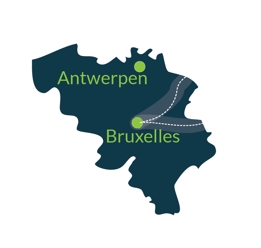 Mapa przewozu paczek w Belgii