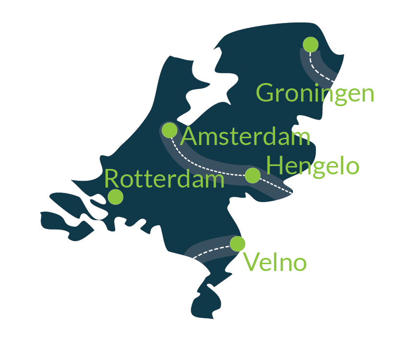 Mapa przewozu paczek w Holandii