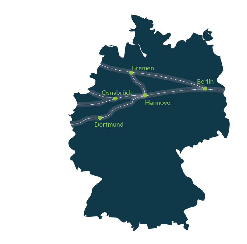 Mapa przewozu paczek w Niemczech